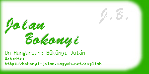 jolan bokonyi business card